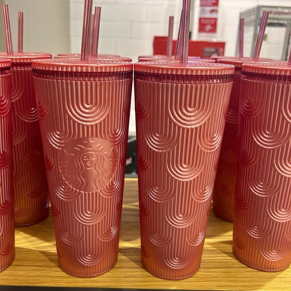 Starbucks Pink Pearl Mermaid Siren Scales Cold Cup Tumbler 24oz 2023 UnReleased - Picture 11 of 11